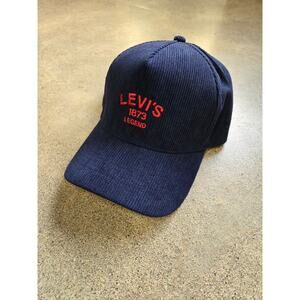 Levi's 1807 Legend Navy Blue Corduroy Strapback Baseball Hat Cap